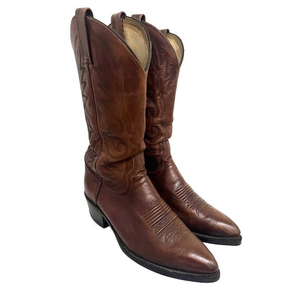 Dan Post Mens Brown Leather Western Cowboy Boots US 7D Pull On USA 111J